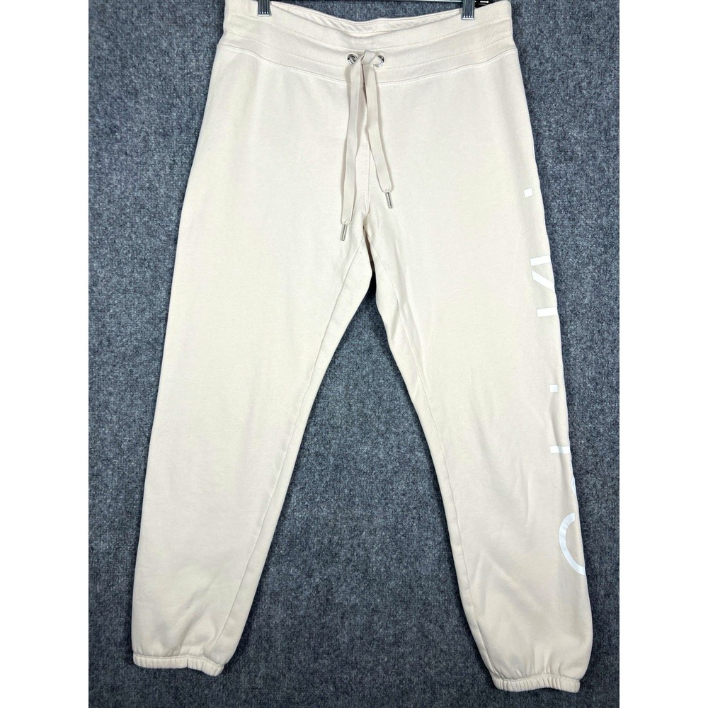 Calvin Klein Performance Womens S Beige Logo Fleece Jogger Pants Drawstring
